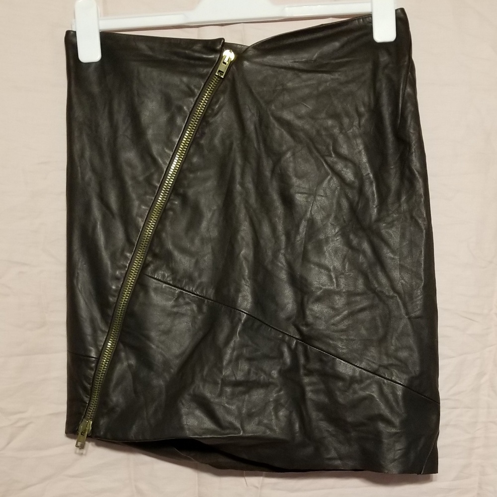 lambskin zipper skirt Donna Karan size 8 vintage